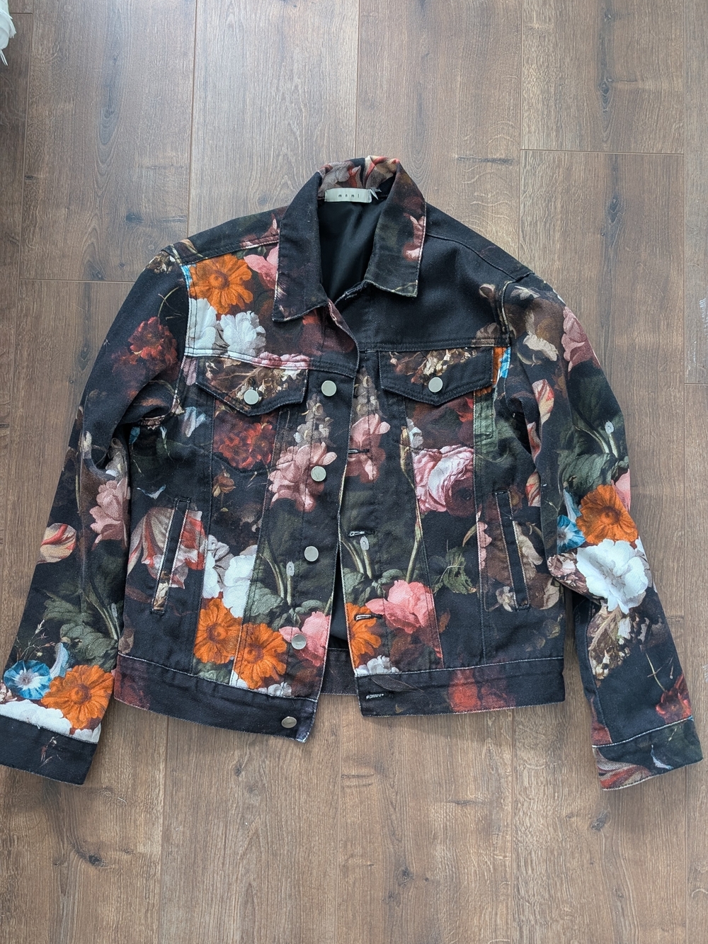 MNML - Floral Trucker Jean Jacket - Medium Women/ Men's XS - Picture 4 of 10